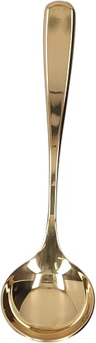 Miniatura 5 de Cuchara de café de acero inoxidable de espuma de leche para postre y pastel de helado con bolsa de almacenamiento (dorado)