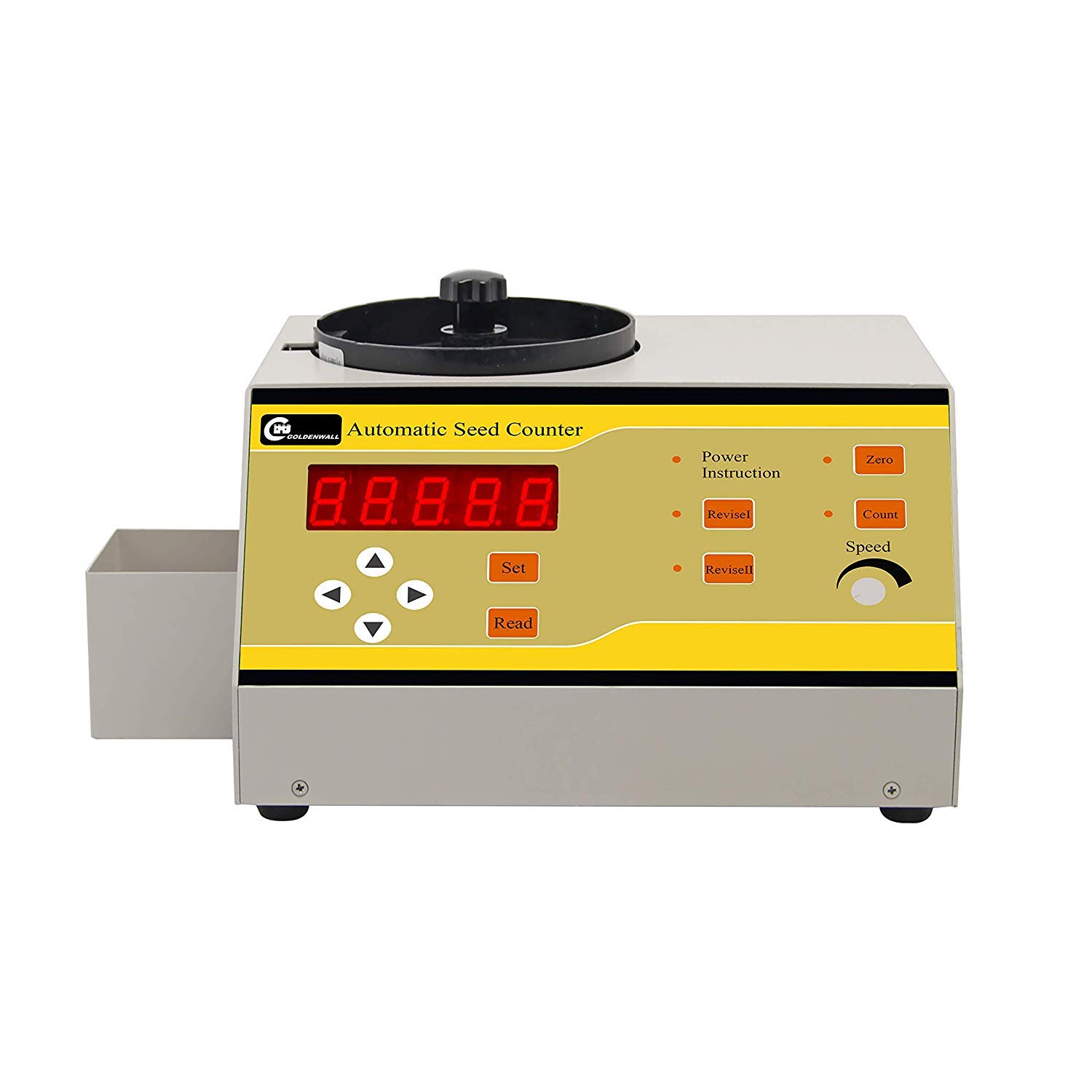 Cgoldenwall Yellow New Automatic Seeds Counter Microcomputer Control Cereal Seeds Counting Machine 1000Pcs/3Min For Rice Wheat Sorghum Corn Vegetables Seed (With Two Plates)