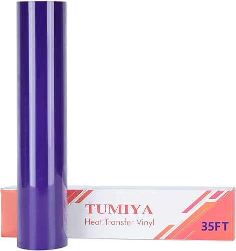 Vinilo HTV - Vinilo de transferencia de calor de 12 pulgadas x 35 pies, vinilo morado para planchar, vinilo adhesivo brillante para Cricut y Cameo,