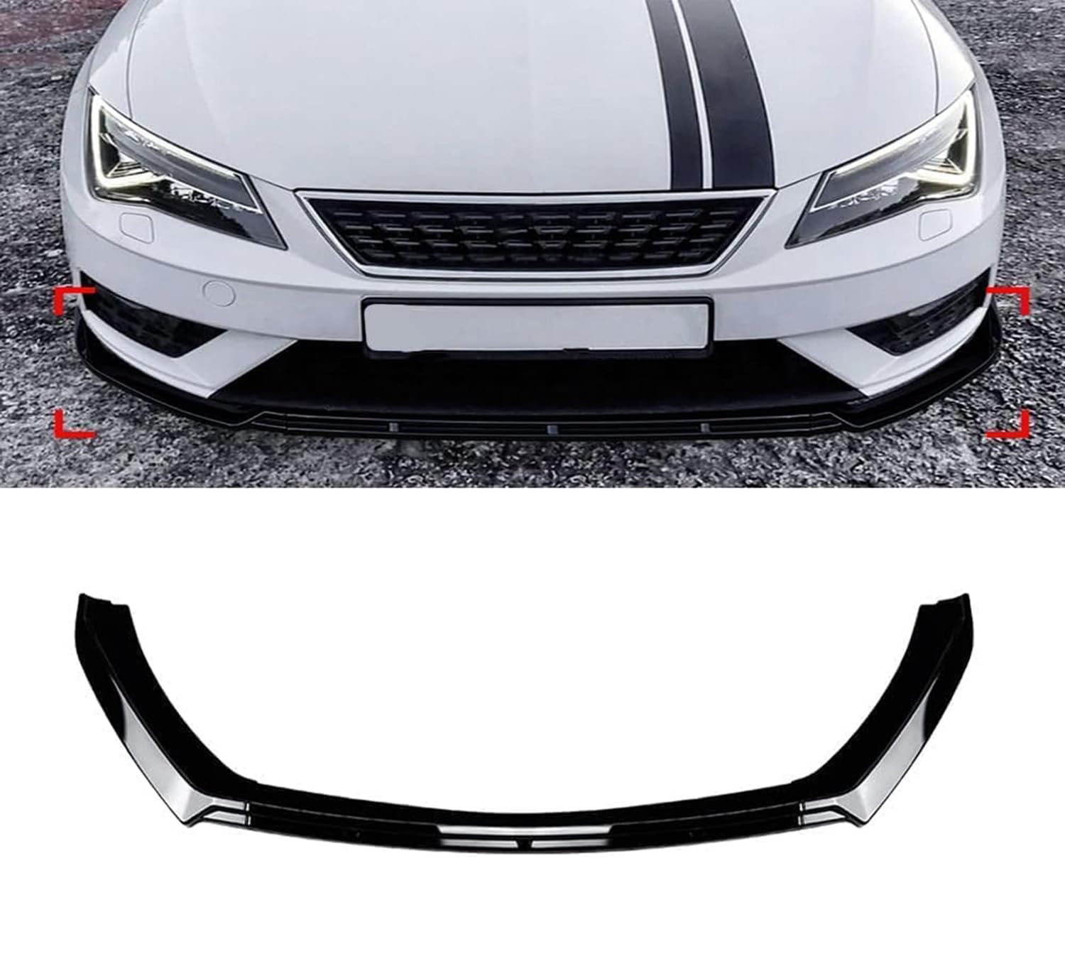 Coche Alerón Delantero para S-Eat Leon MK3.5 2017-2019, Frontal Spoiler Labio Difusor Separador Tuning Performance Accesorios,A/Gloss Black