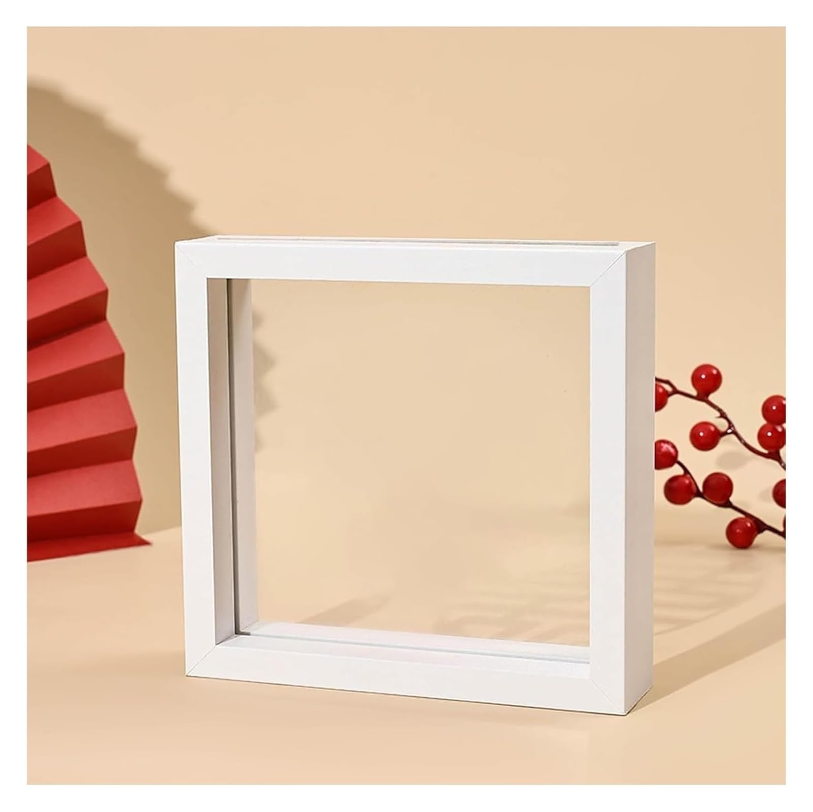 Double Sided Floating Photo Frame, Double-Sided Wooden Photo Frame Floating Multicolor Multiple Sizes For Photos Plants(Wit,A4)