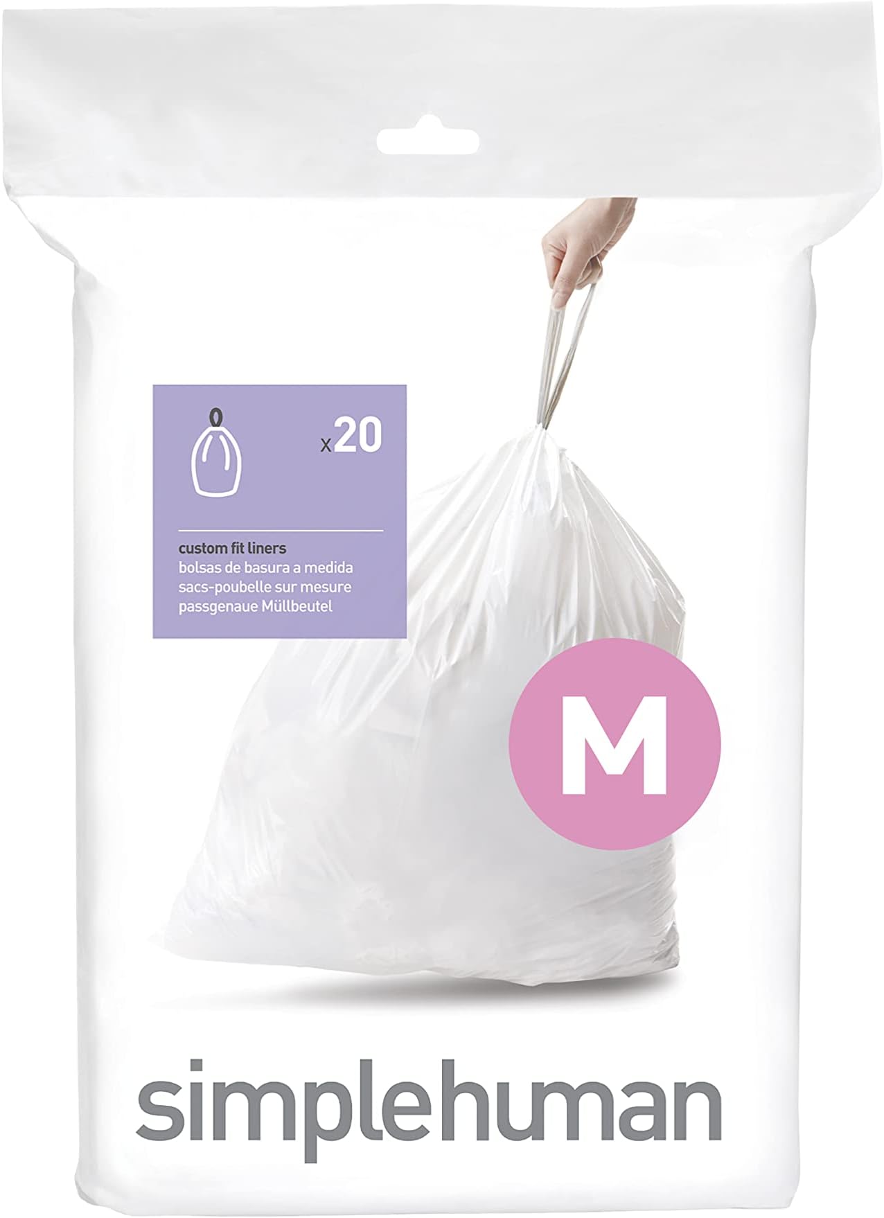 CW0173 code M Custom Fit Bin Liners, White Plastic (Pack of 20 Liners)