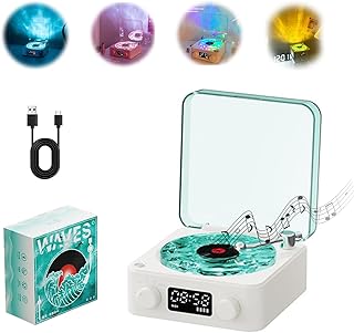 The Waves - Reproductor de vinilo, altavoz Bluetooth de vinilo Waves, reproductor de CD portátil que parece un reproductor de discos, altavoz Bluetooth inalámbrico estilo reproductor de discos de