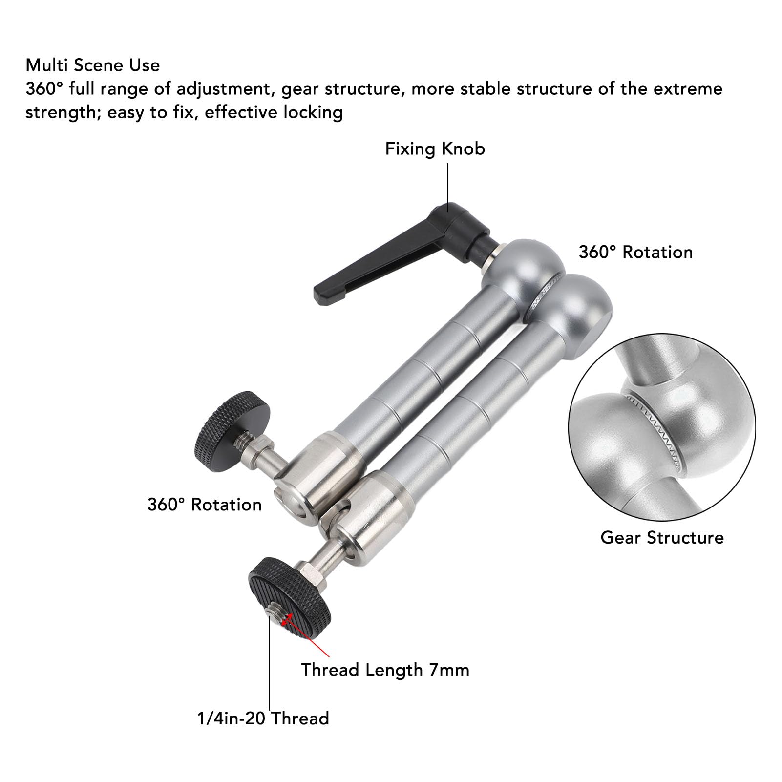 GOWENIC Supporto per Fotocamera Morsetto Braccio Regolabile 360