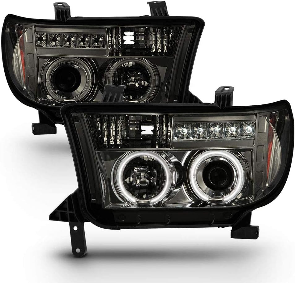 2005 Toyota Sequoia Headlights LED Halo Projector Headlights For 2007-2013 Toyota Tundra & 2008-2017 Sequoia | Pair 2010 Toyota Tundra Headlights - Foto 10