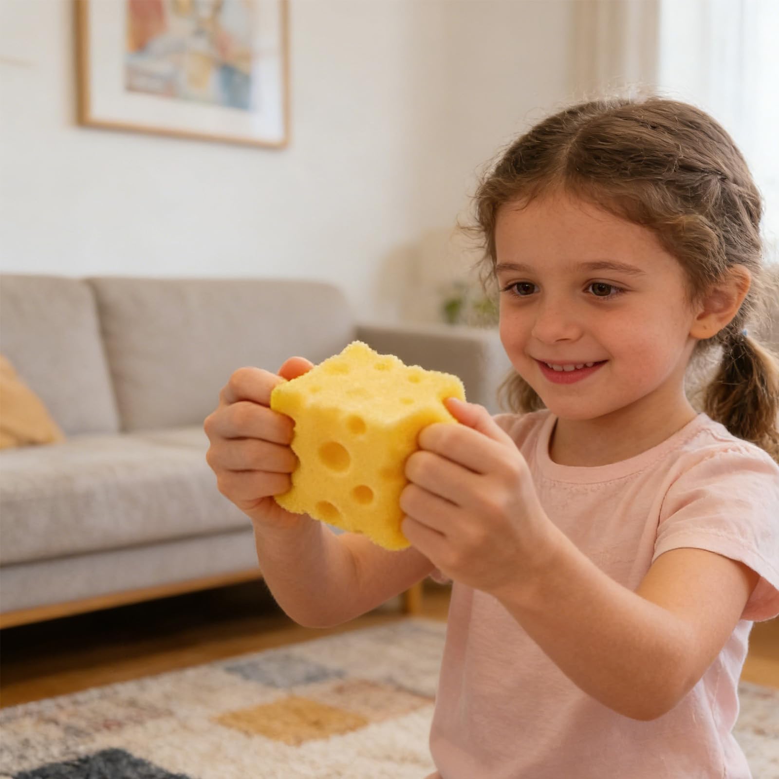 Cheese Squishy,Cheese Squishy Cube,Rebound Shapeable Squeeze Ball,Sensory Fidget Toys for Adults Stress Relief (5cm) — view 3