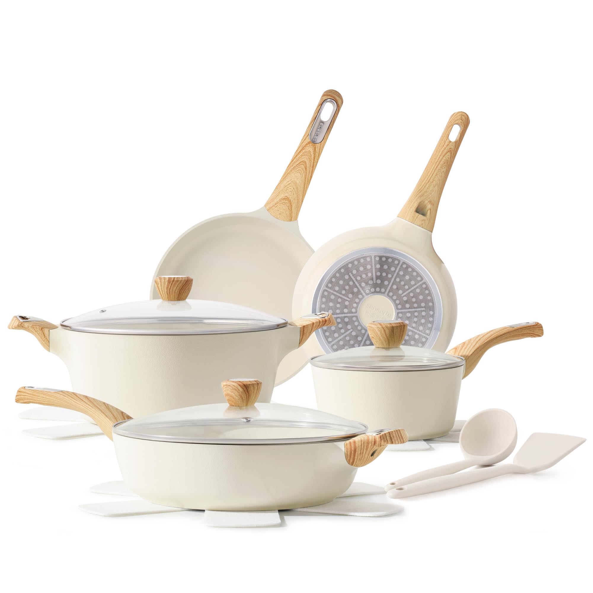 Ceramic Cookware Sets, Pots and Pans Set Non stick, 14 Piece Induction Cookware, Non toxic Healthy Non Stick Kitchen Cooking Set, with Frying Pans Set, PFAS PTFE PFOA PFOS Free