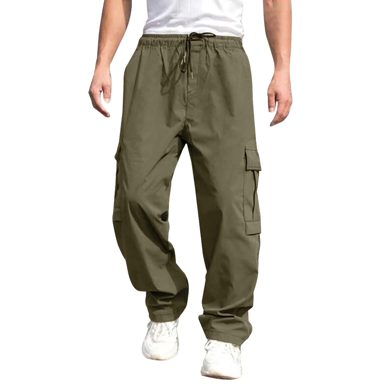 YINGZI2024 Mens Cargo Trousers Pants Slim-Fit Cotton Tapered Stretch Twill Drawstring Athletic Joggers Sweatpants with Pockets Men's Rugged Flex Relaxed Fit Canvas Cargo Work Pan Best Gifts for Men