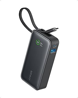 Anker Nano Batterie Externe 10000 mAh avec câble USB-C intégré, Puissance maximale PD 30 W avec 1 Port USB-C & A, Compatible avec iPhone 17 Pro Max16//15/14/13, MacBook, Galaxy, iPad, AirPods