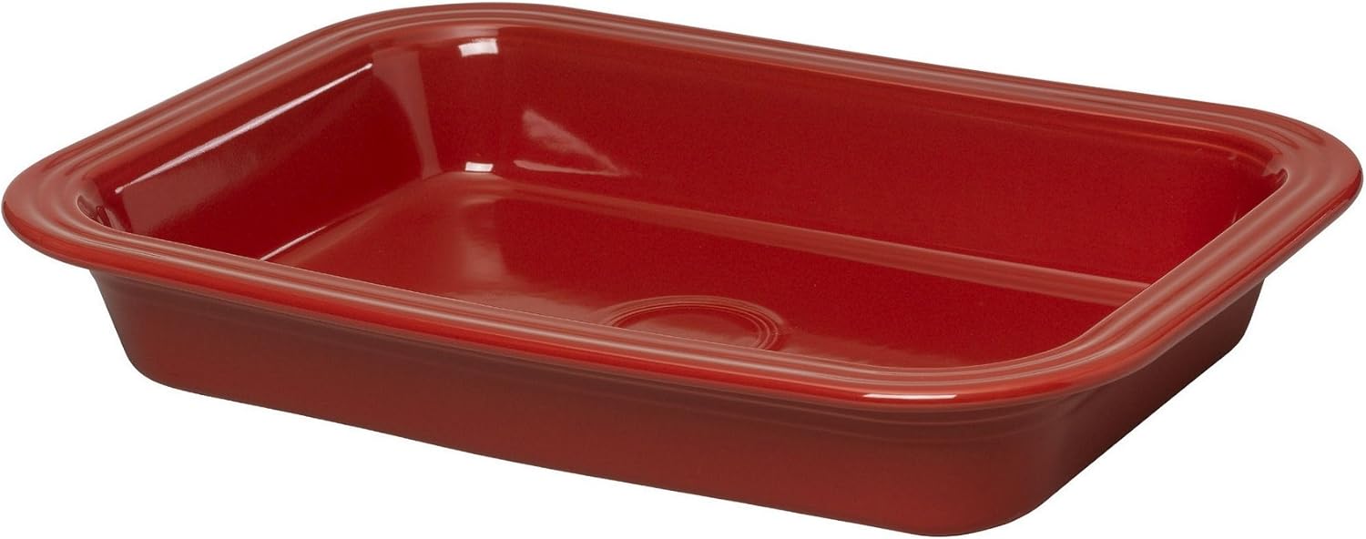 Fiesta® Rectangular Baker (9" x 13") – Durable Ceramic, Lead-Free, Dishwasher/Microwave/Oven Safe – Made in USA Dinnerware - Scarlet