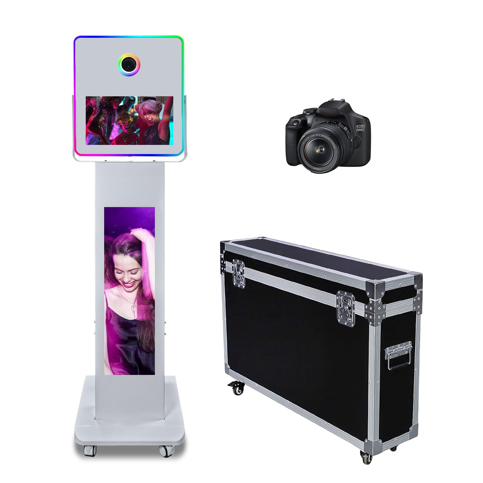 Maszyna do fotobudki z 29-calowym ekranem LCD, światłem wypełniającym RGB, ekran dotykowy 39.6 cm, urządzenie do fotobudki, na imprezy, wesela, wydarzenia (maszyna + kamera)