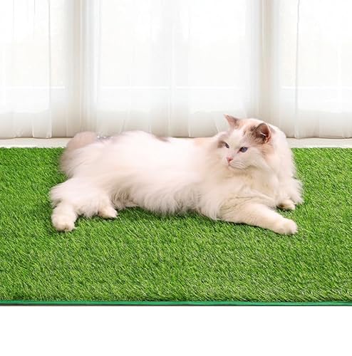 DHSUN Artificial Grass Washable Training Pad for Puppy, Cat, Dog with Bells, Reusable Fake Grass Dog Pee Pad 46X70CM