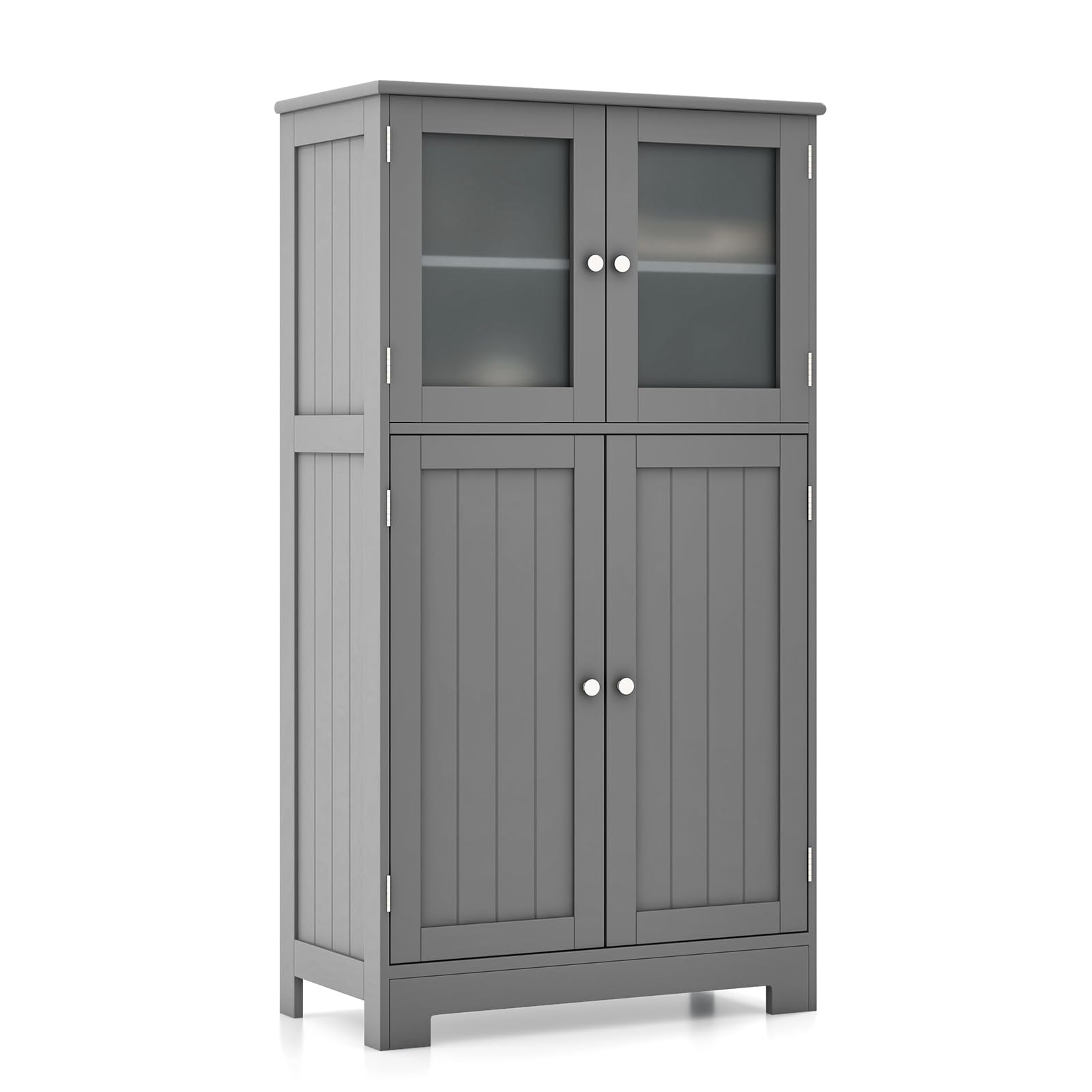 GIANTEX Armadietto da bagno indipendente alto con 3 scomparti aperti