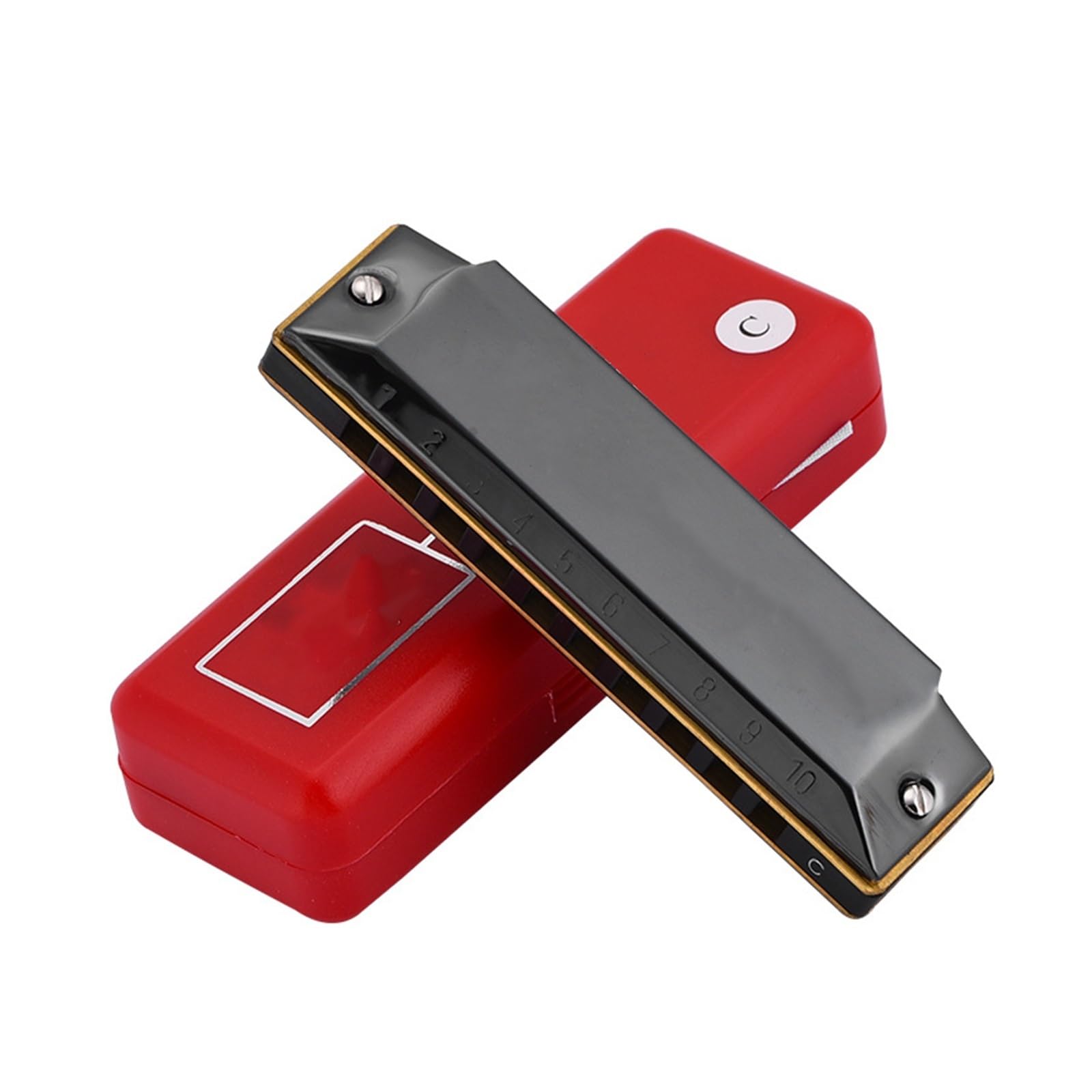 Armonica Harmonica C Tone Key 10 Holes Arpa Tastiera Strumenti Musicali Professionali Fisarmonica (Color : BK)