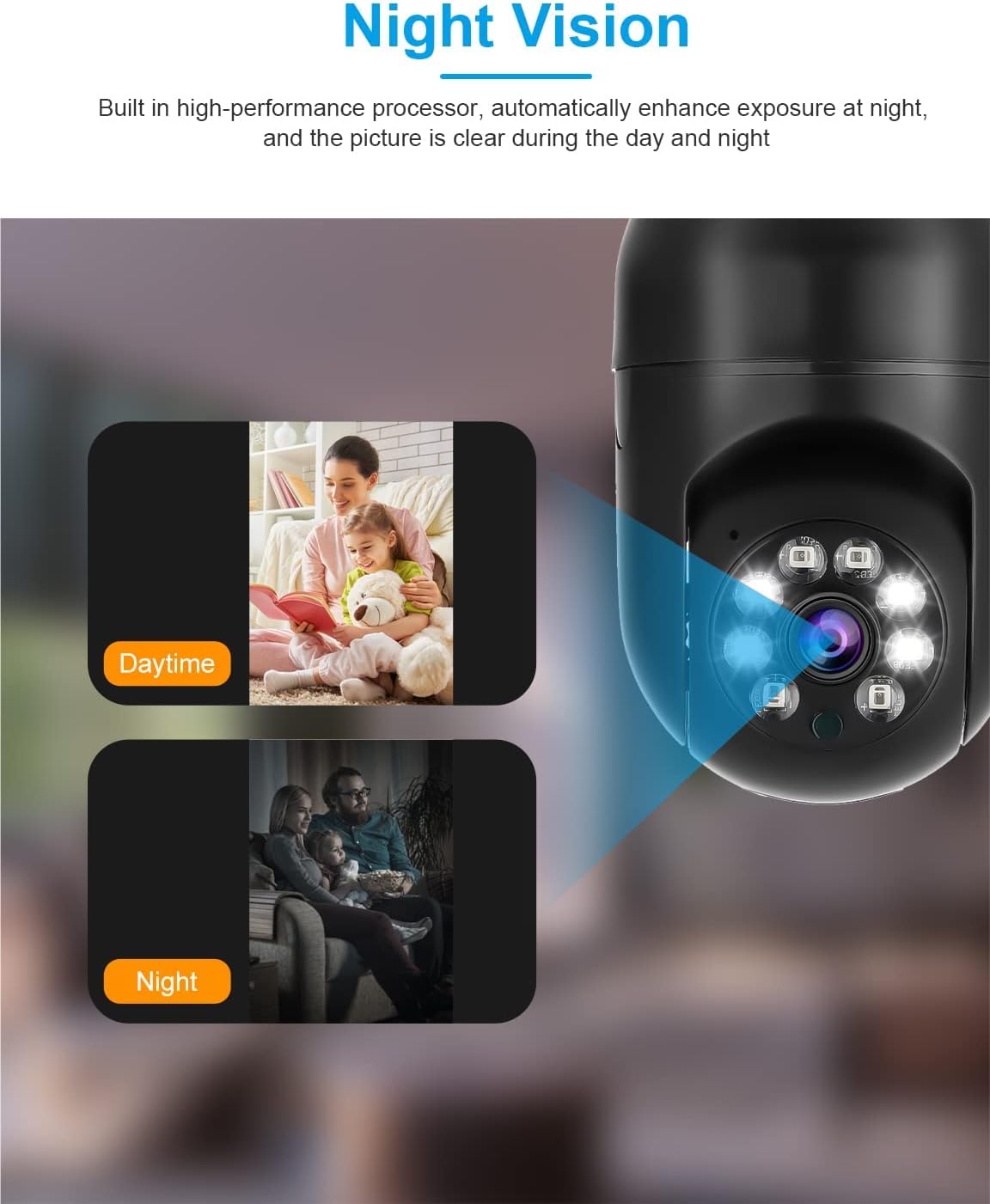 BESDERSEC Light Bulb Security Camera, 3MP Home Security Cameras Black Security Cameras Wireless Outdoor with Night Vision, Motion Detection, 2-Way Audio for Home Security