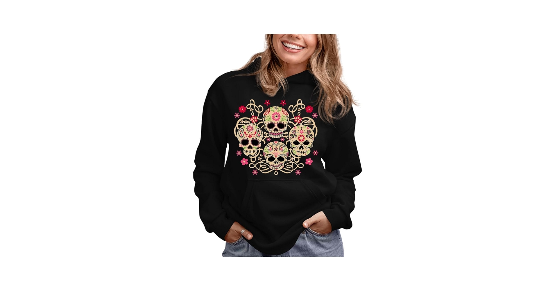 Amazon.com: Tstars Sugar Skull Hoodies for Women - Rose Eye