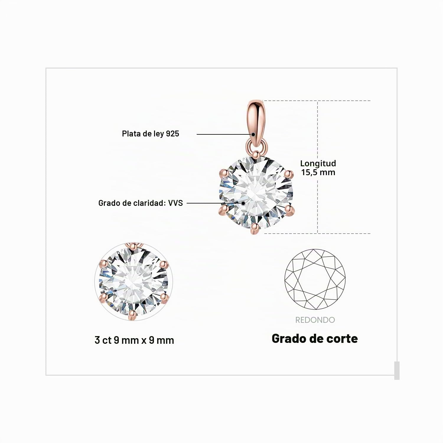 JewelryPalace Collar Mujer con Moissanita Corte Redondo, Solitario Colgante Clásico con Diamante Simulado, Collar Niña en Cadena 45cm con Piedra Preciosa Brillante, Conjunto Joyas para Novia