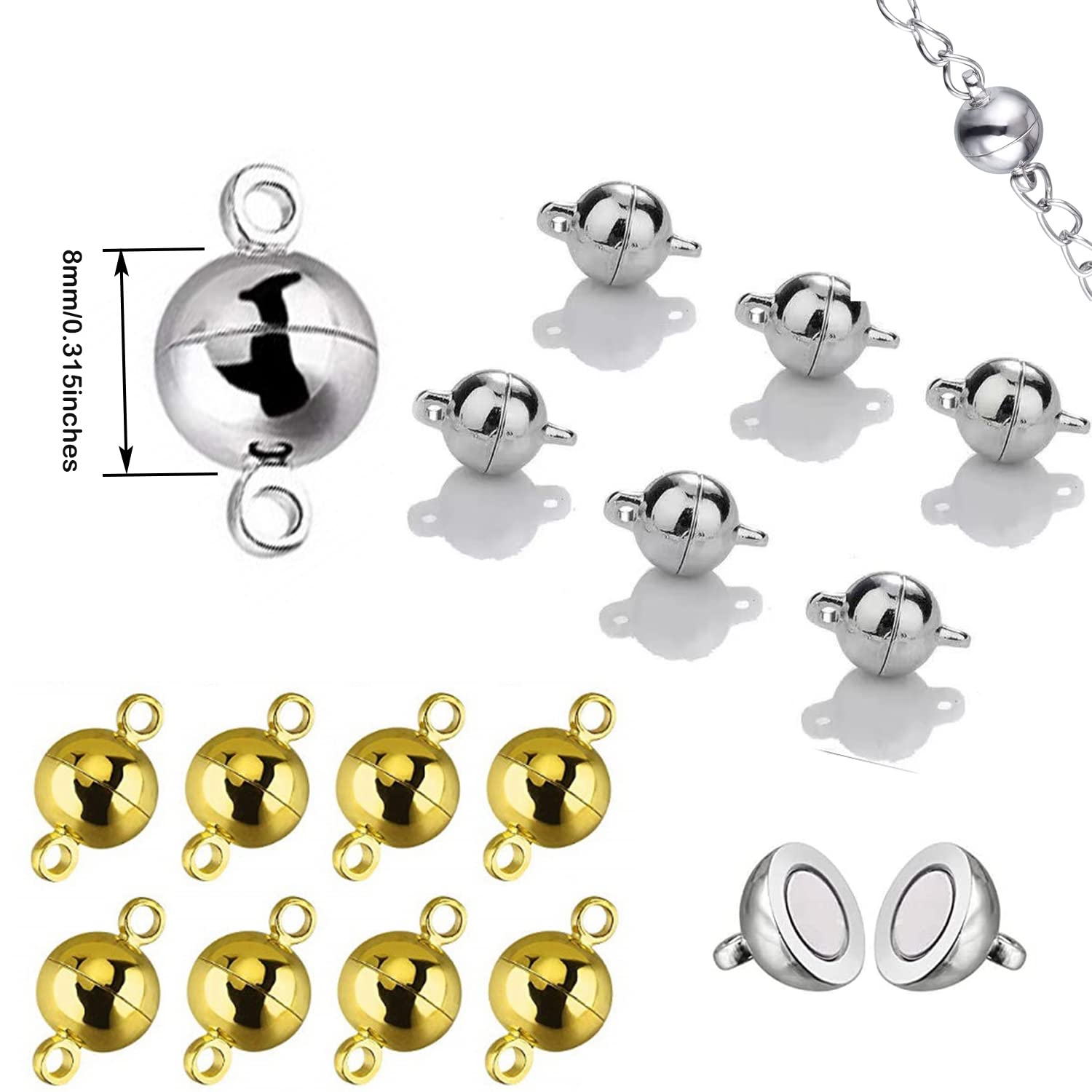 40 Stück Magnetverschlüsse Für Schmuck – Gold & Silber, 8 Mm, Für Ketten, Armbänder & DIY