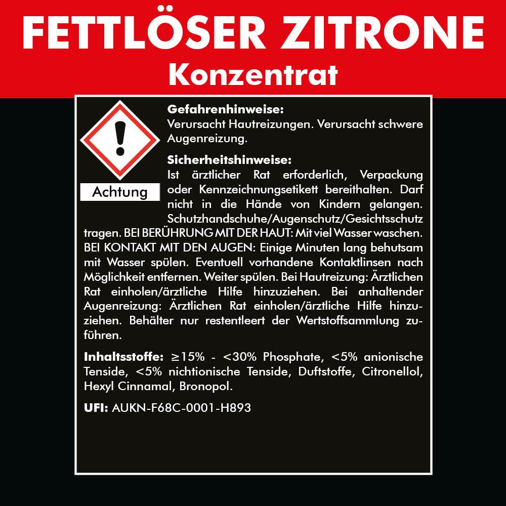 Pulitore universale con fragranza limone (10 litri) concentrato – - Incluso rubinetto 51 mm – – Sgrassatore per olio fuliggine detergente multiuso