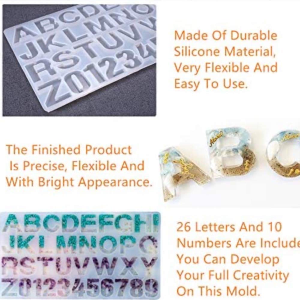 Perfect Pricee Transparent Alphabet Number Silicone Resin Casting Epoxy Mold for Making Resin Without Hole House Number Pendant Jewelry , DIY Molds & Art Craft Projects 2