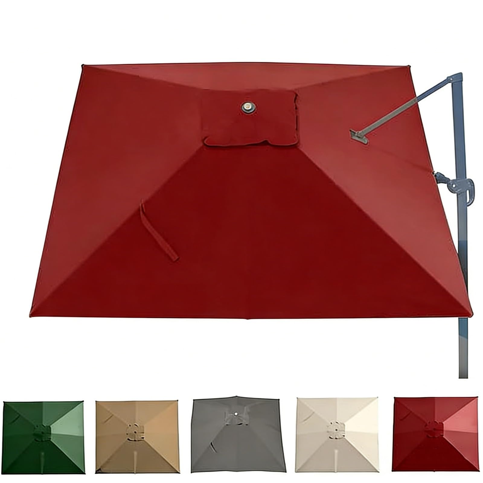 Telo Ricambio Ombrellone 8 Stecche Quadrato, Copertura Superiore per Ricambio Telo Ombrellone Braccio Laterale, Anti-UV(Red,3x3m(10x10ft))
