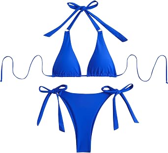 Womens Sexy Thong Bikini Sets Halter Push up 2 Piece Bathing Suits High Cut Cheeky Ladies Swimsuits Triangle Swimwear