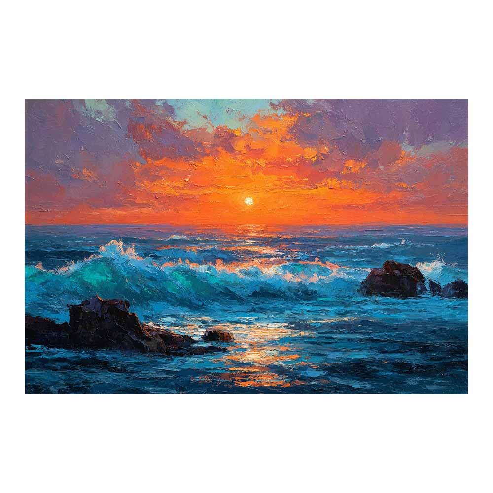 DMZPKZB Scenery Canvas Wall Art Coastsal Sunset Seascape Mural decor,Modern Print Artwork,for Office,Bedroom,Bathroom,corridor,Living Room for Room Decoration(Multicolor)-80x120cm Unframed