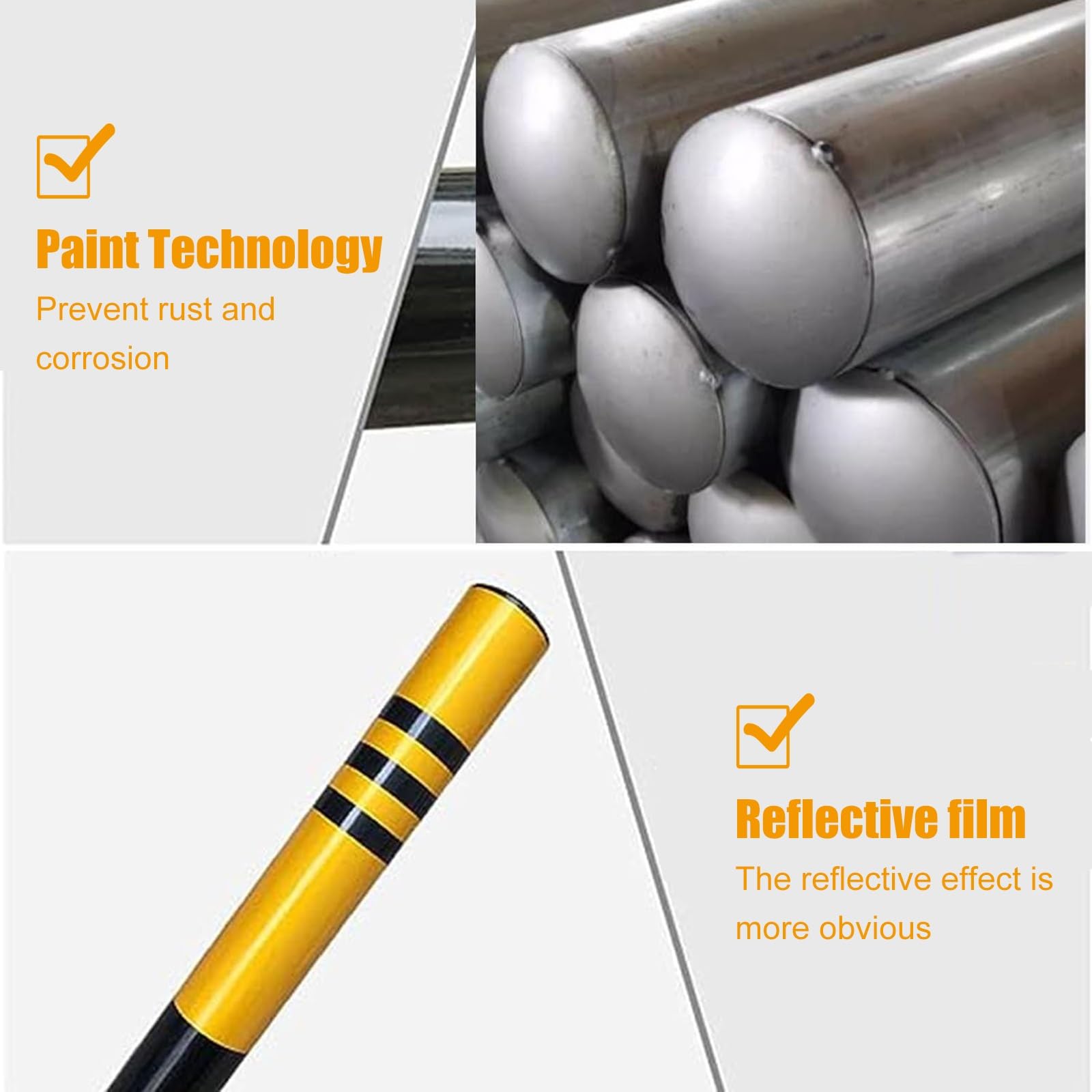 Conos De Tráfico, Barreras De Seguridad, Postes Delimitadores De Hierro, Poste Delimitador Amarillo con Base, Barrera De Seguridad para Estacionamientos En Áreas De,H60cm 1pc