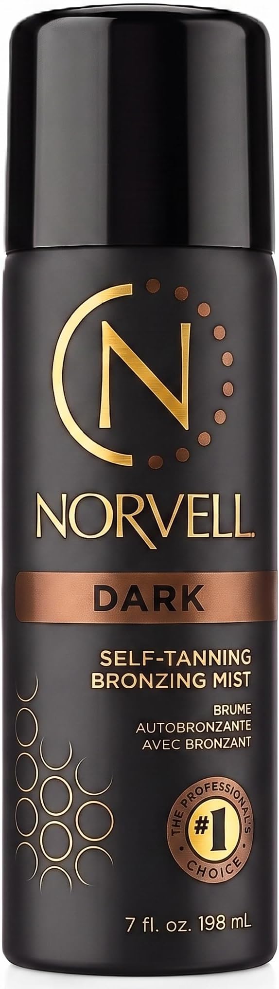 Norvell Professional Dark Self Tanning Mist with Bronzer 7 fl oz | Airbrush Spray Self Tanner Solution for Instant Sun Kissed Glow, Natural Looking Fake Tan, Streak Free, Long Lasting Color