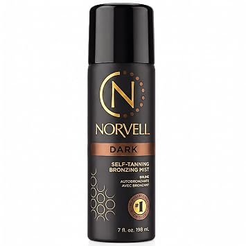 Norvell Professional Dark Self Tanning Mist with Bronzer 7 fl oz | Airbrush Spray Self Tanner Solution for Instant Sun Kissed Glow, Natural Looking Fake Tan, Streak Free, Long Lasting Color