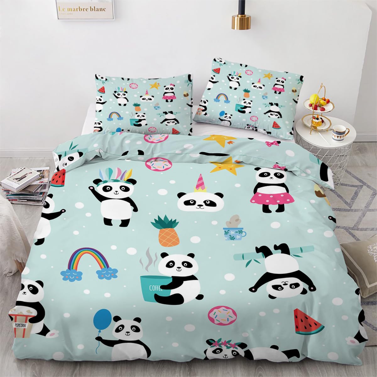 Housse de couette panda 200x200 parure lit animaux pour des nuits douces et joyeuses