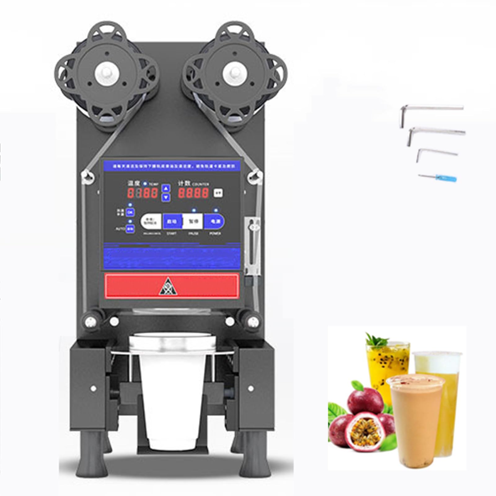 AYCDL Auto Cup Sealing Machine 600-800 Cups/H 90/95mm Commercial Electric Cup Sealer Machine Digital Control LCD Panel Seal Machine