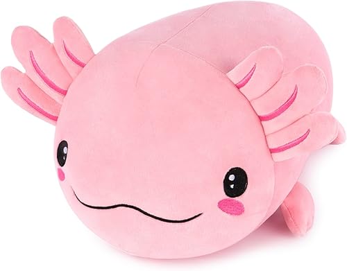 Niuniu Daddy Peluche de ajolote de 19 pulgadas sin peso, juguete de peluche Kawaii rosa para niños, almohada suave y esponjosa para el cuerpo,