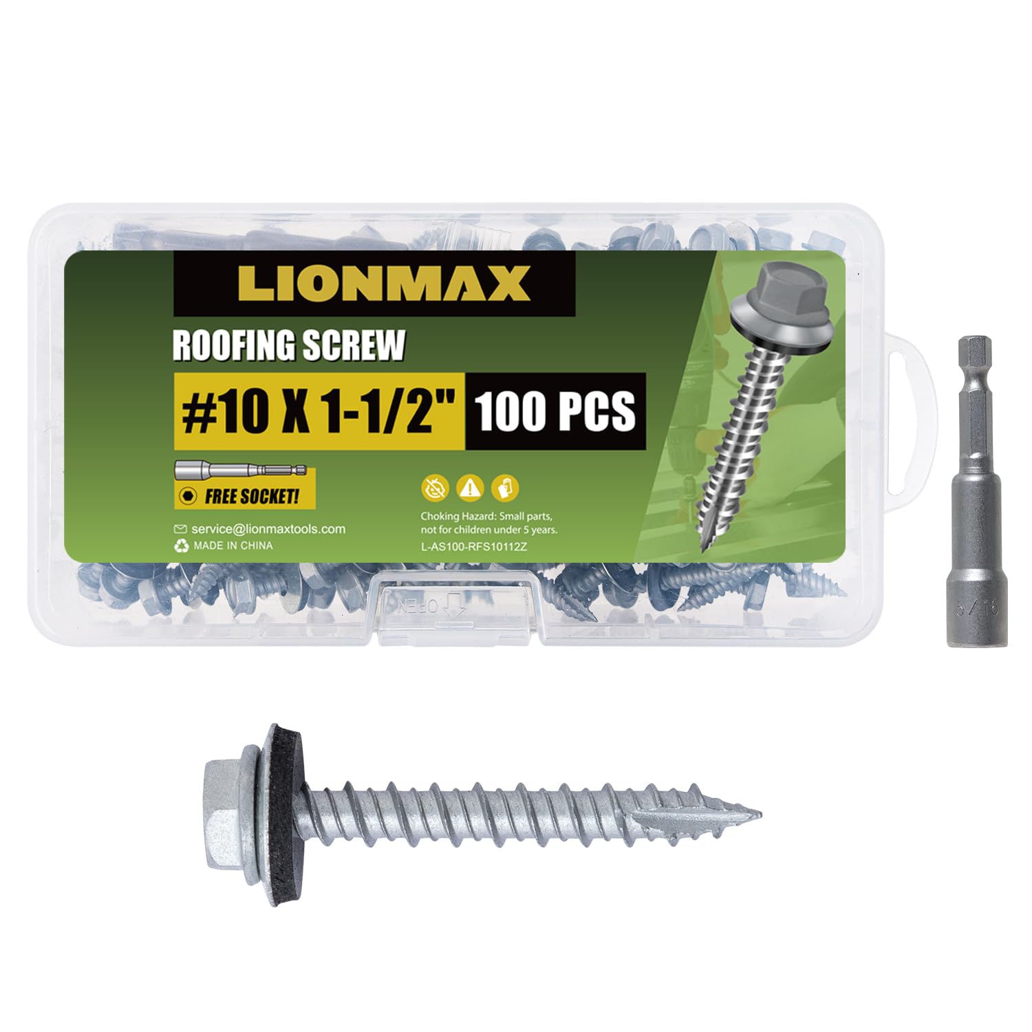 LIONMAX Metal Roofing Screws - Rustproof & Durable -13