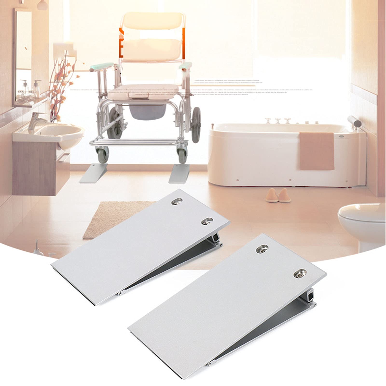 Winter Rampas Antideslizante para sillas de Ruedas, Altura Ajustable 4-5 cm Rampa de umbral de aleación de Aluminio Utilizada para umbrales, Puertas y baños, un par