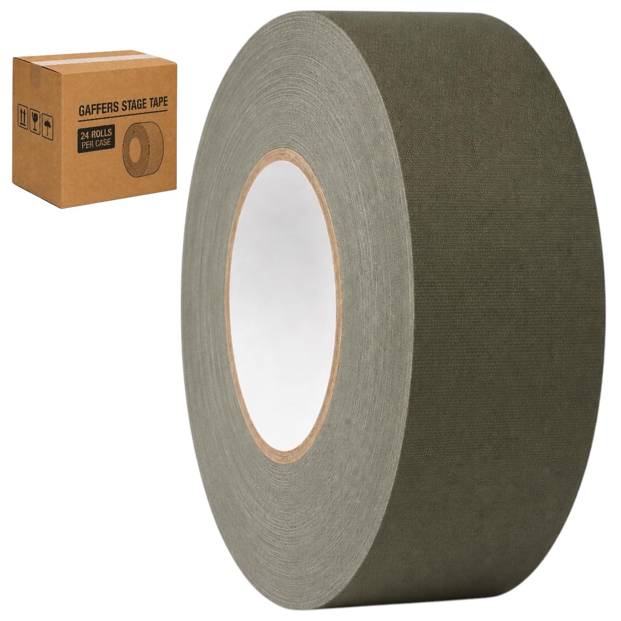 GGR Supplies CGT-80 Gaffers Stage Tape, Olive Drab, 2 in x 60 yd, 24-Pack