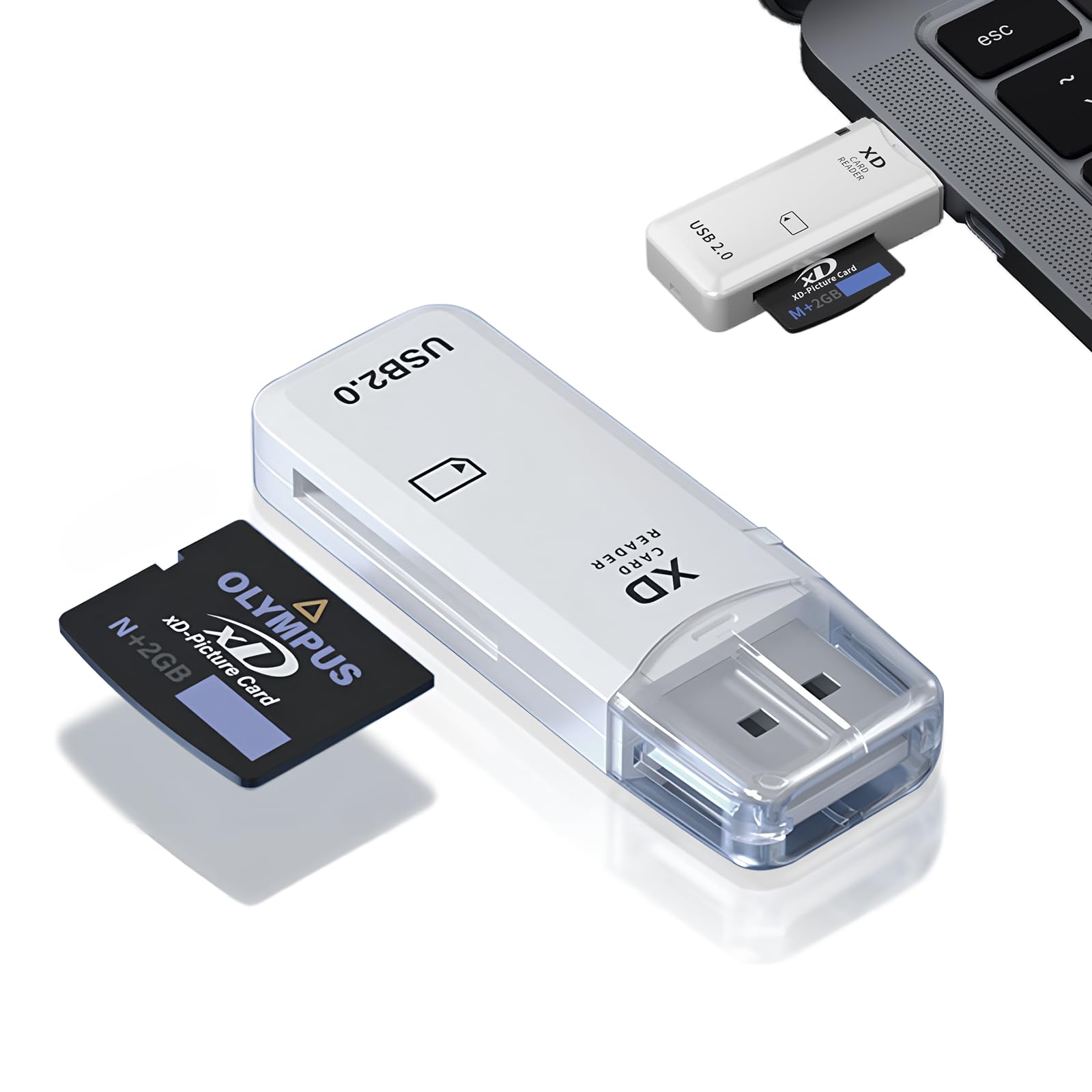 Bettinay USB 2.0 128GB XD Picture Card Reader, Plug and Play Fast Card Reading for Windows Mac OS Linux