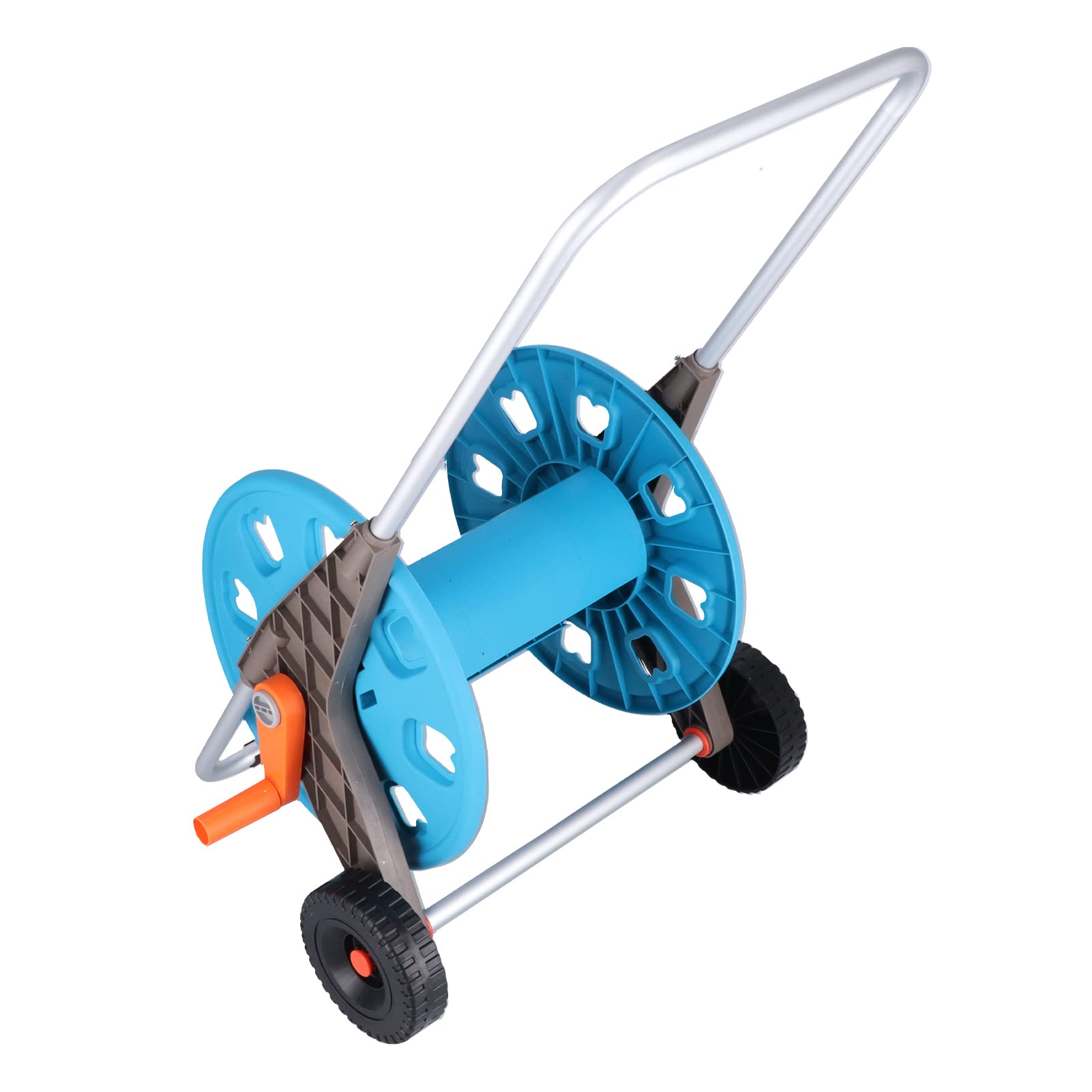 Carrello per tubi da giardino | Spinta a mano portatile a scomparsa per pulire il tuo giardino | Capacità di 80 m per cortile/prato/irrigazione |Telaio in alluminio stabile Supporto per manovella