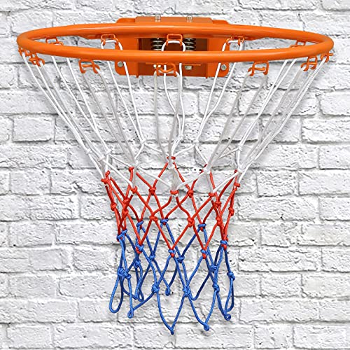 FUNJEPE FUNJRPE Basketballtor mit doppelter Feder, solidem Rand, hängendes Netz, für drinnen und draußen, 45,7 cm, Orange