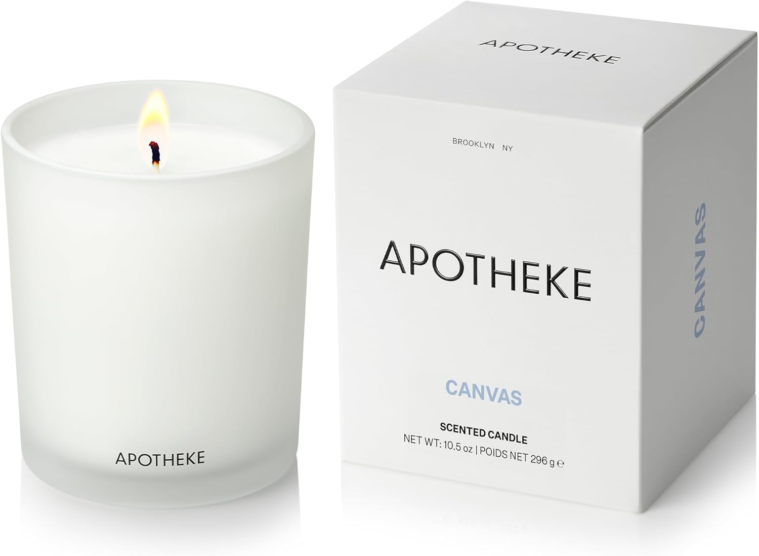 Apotheke Canvas Scented Soy Candle 10.5oz - Non-Toxic White Musk, Lily of Valley & Dew Drops Luxury Jar for Home