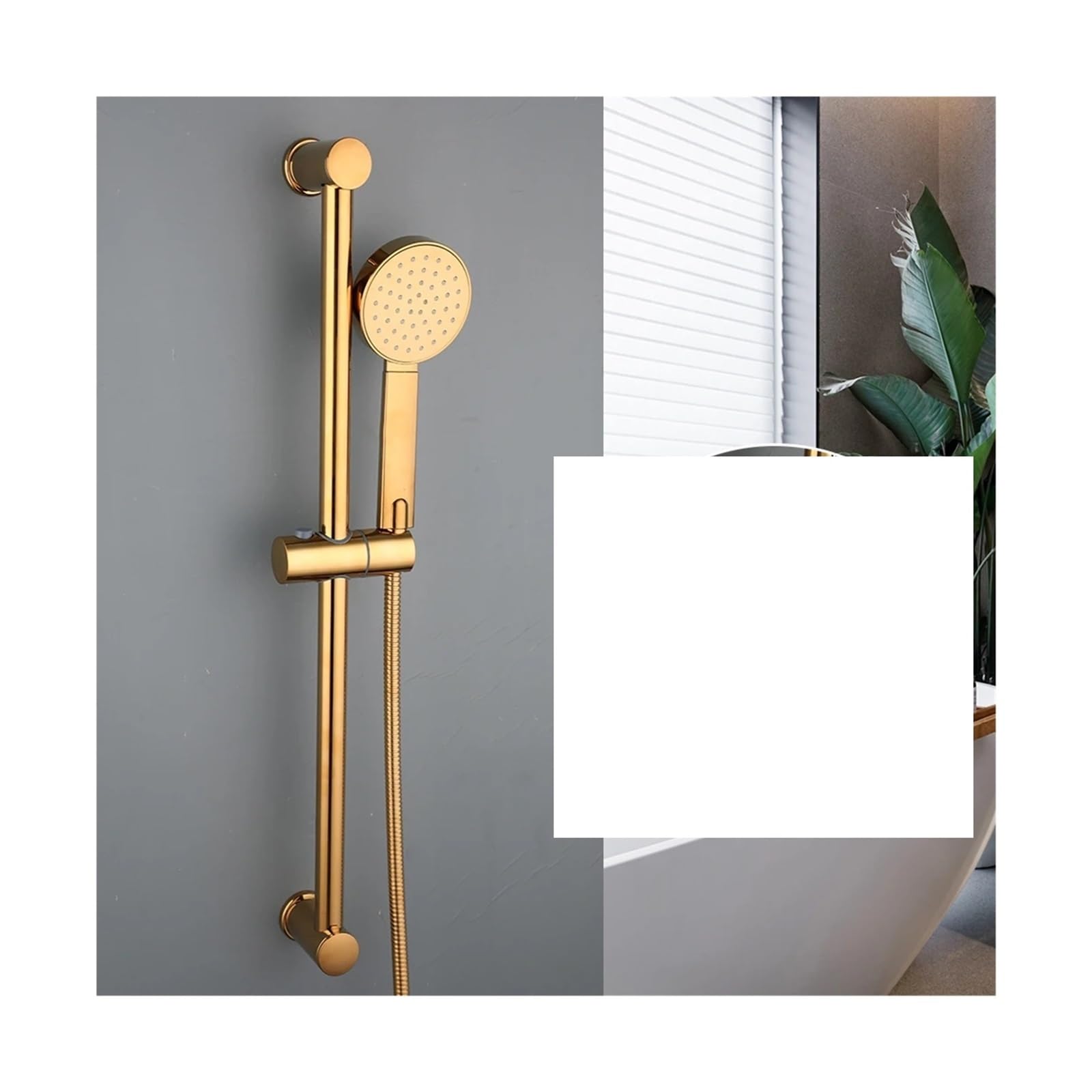 Tbddsd Gold Bathroom Shower Heads, Bathroom Shower, Hand Held Head With Slide Bar Matte Black Brass Handheld Spray Wand Holder(Gold)