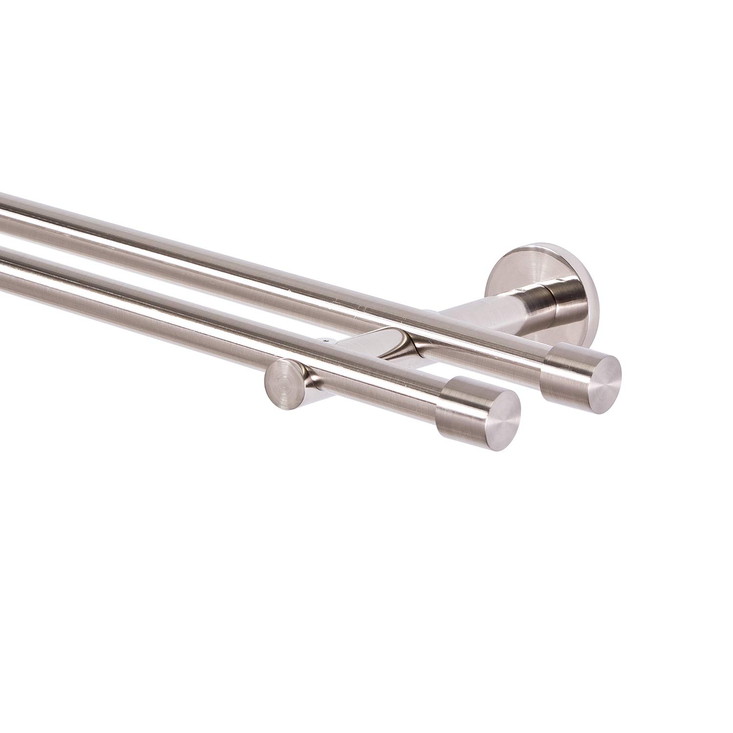 MDEKOR Barra De Cortina De 19 Mm, De Dos Vías: Acero Inoxidable Cromado Mate Dorado Envejecido, 120-600 Cm, Tapa Final (acero Inoxidable, 1 Vía, 320 Cm