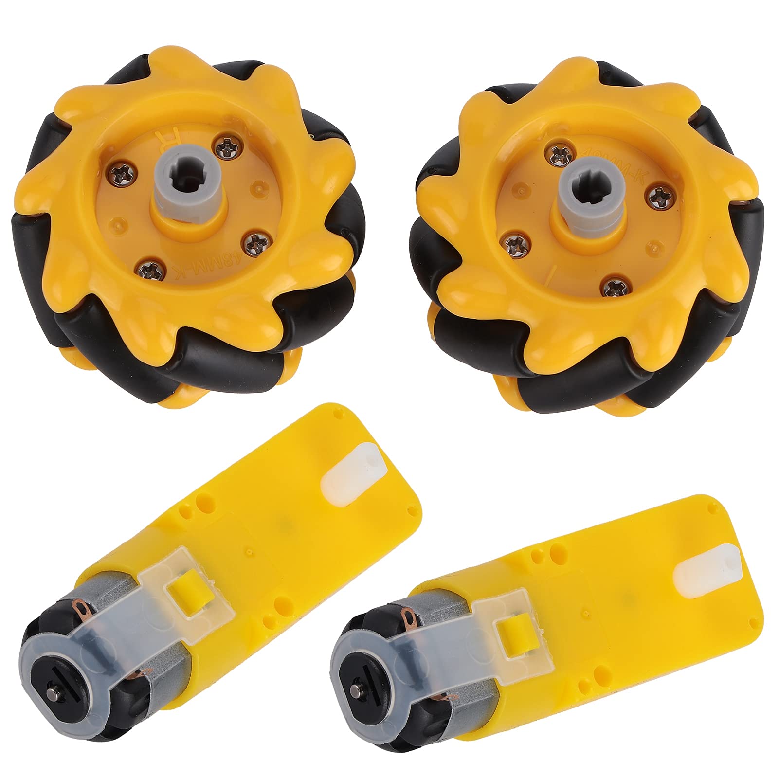 Hyuduo Mecanum Wheel, 48mm Rubber Coated Smart Car DIY Toy Wheels for TT Geared Motor