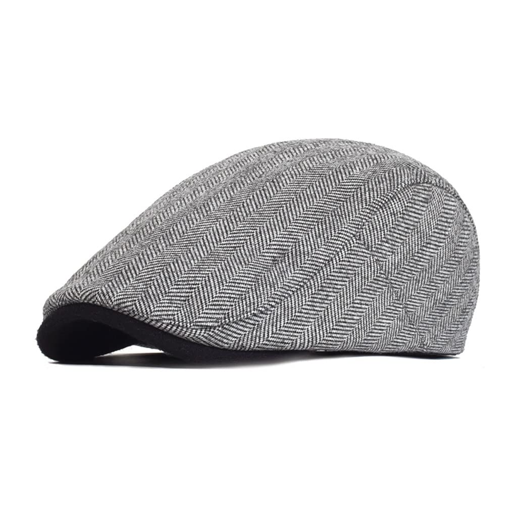 Gorro Grueso de Invierno para Hombre y Mujer, Boinas a Rayas Informales, Estilo Vintage, con Visera Ajustable