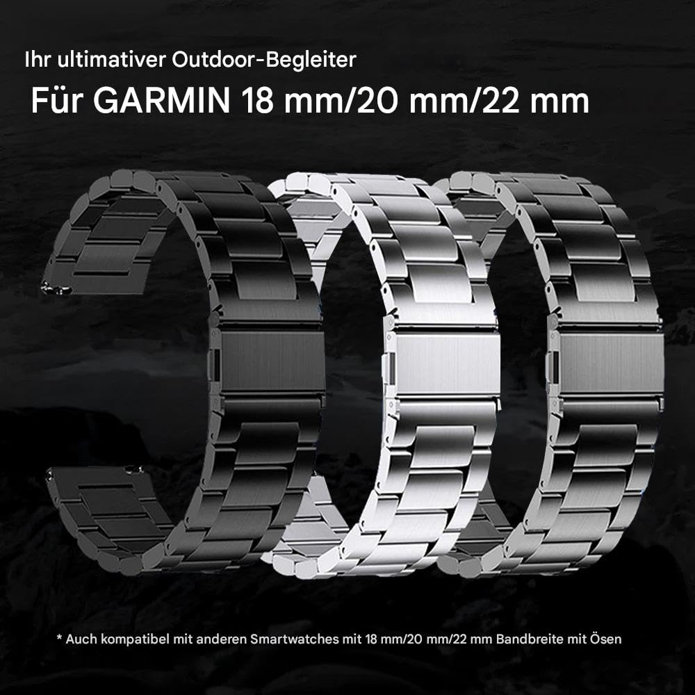 Correa de titanio de 18 mm para Vivoactive 4S/3S, Venu 2S/3S, 22 mm, cierre rápido, correa de metal para Fenix 8 47 mm/Forerunner 965, 26 mm pulsera para Fenix 8 51 mm/Enduro 3 51 mm/7X Pro