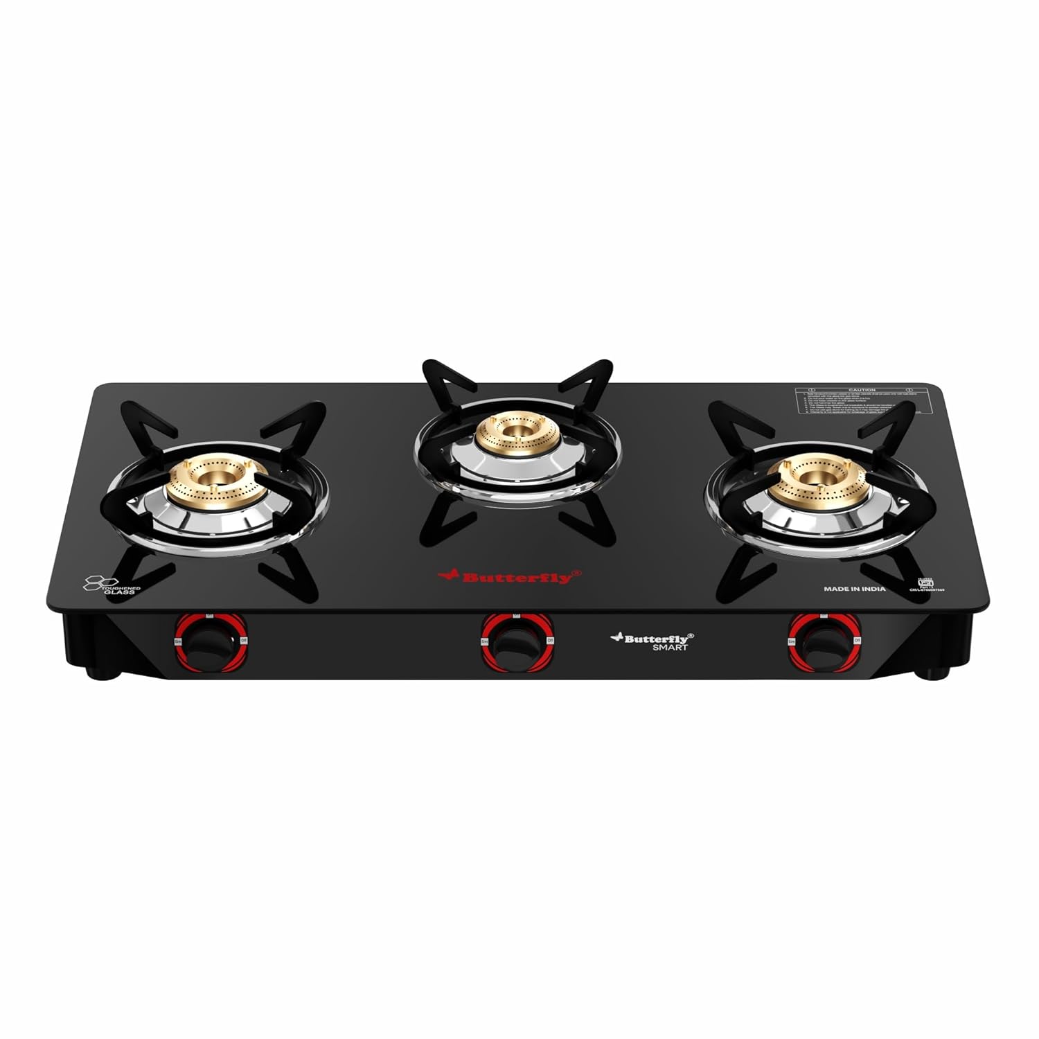 Butterfly Smart 3 Burner Glass Top Gas Stove | Manual Ignition