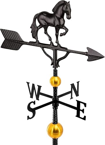 Miniatura 9 de Veleta de caballo 3D de aluminio de lujo - Decoración de metal para techo de paletas de viento - Soporte incluido (4 para elegir) - Aluminio fundido