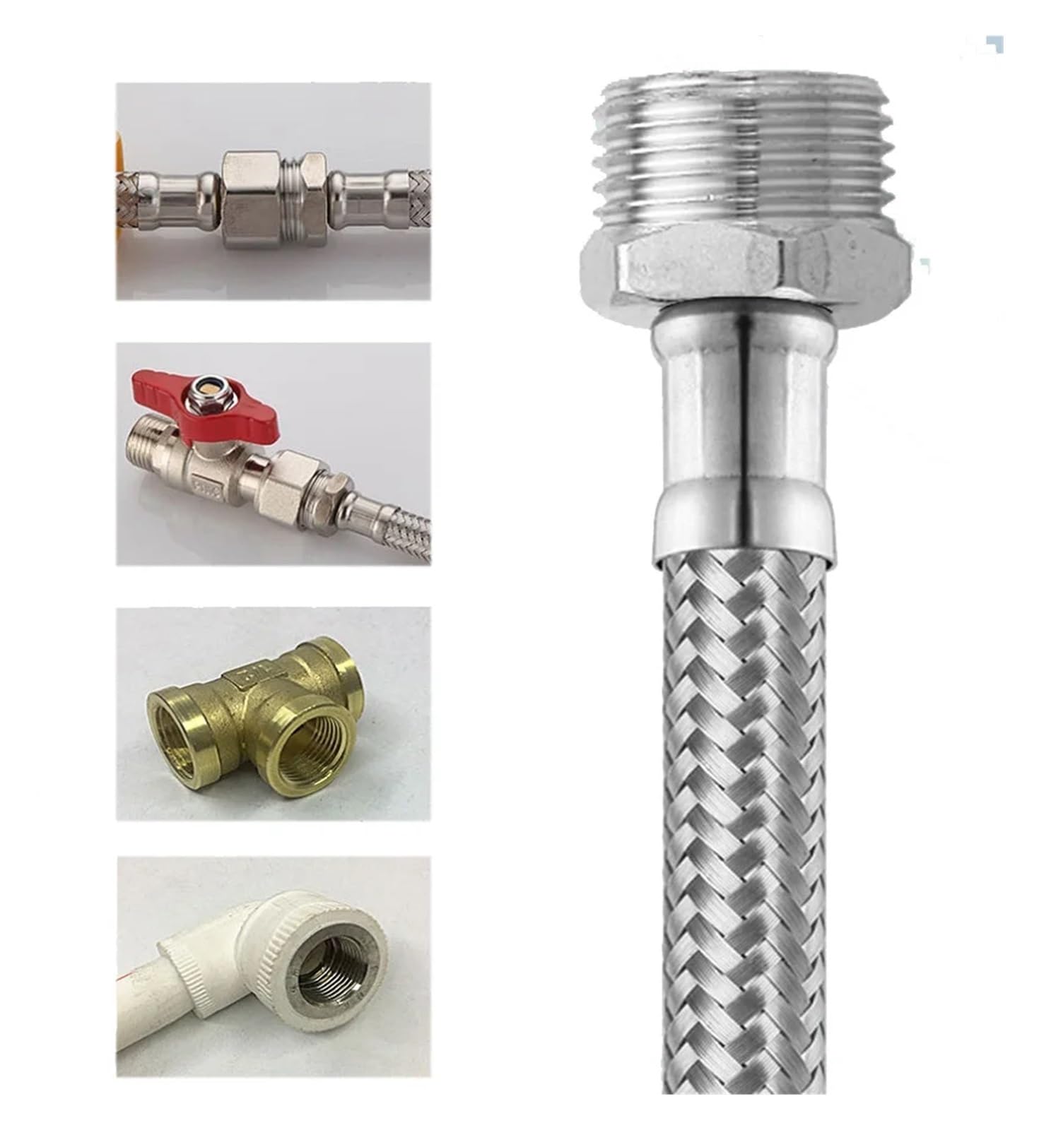 Tuyau tressé en acier inoxydable, chauffe-eau domestique, lavabo de toilette, robinet, tuyau d'entrée d'eau, Tubes d'extension G1/2 femelle X G1/2 mâle(150cm)