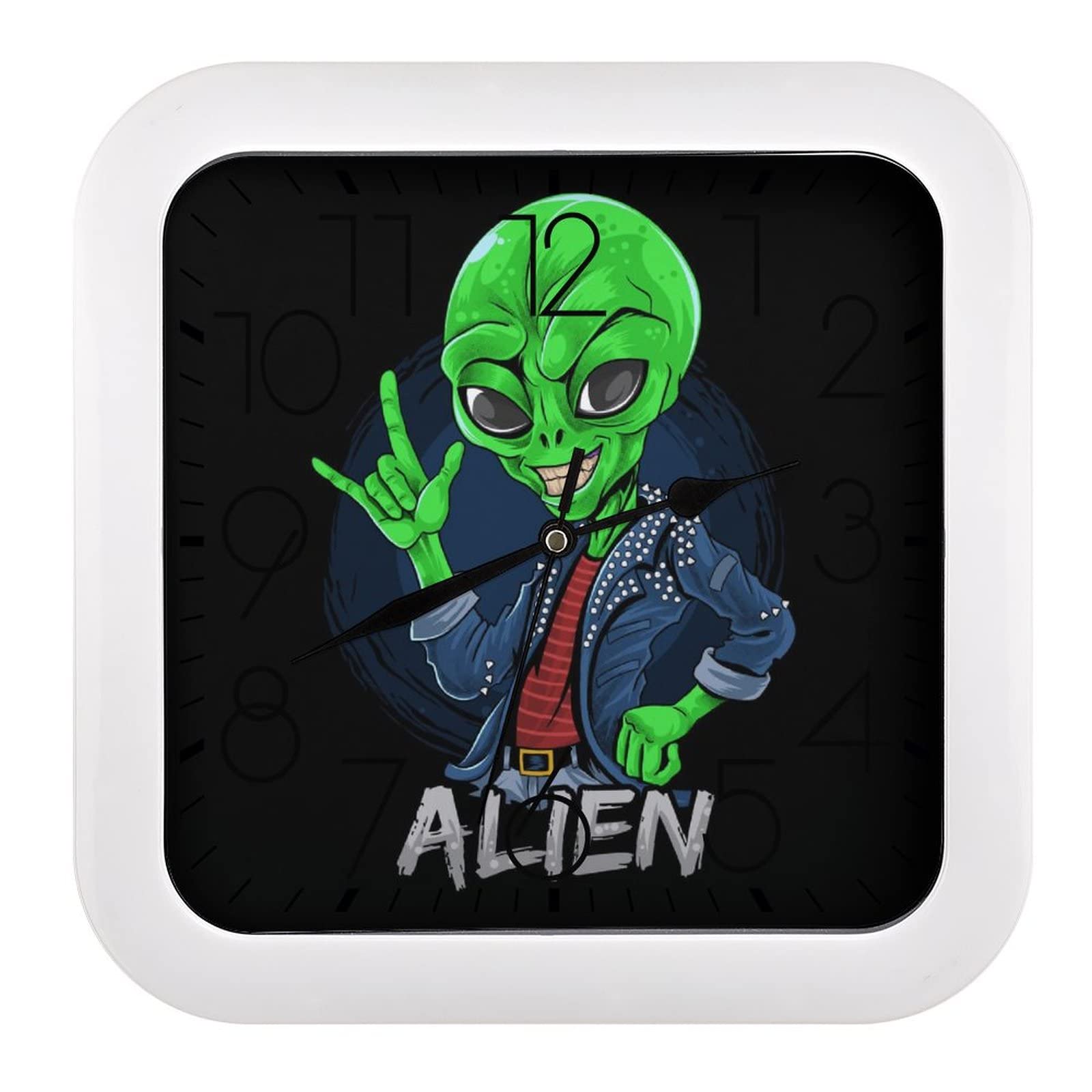 Pendule Murale Silencieuse Alien Vert 26cm Sommeil Paisible Maison