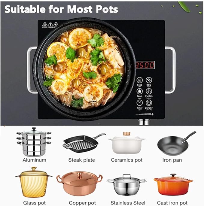 Estufa Vitrocerámica 1 Puesto 36 cm Empotrable 110V miniatura 4